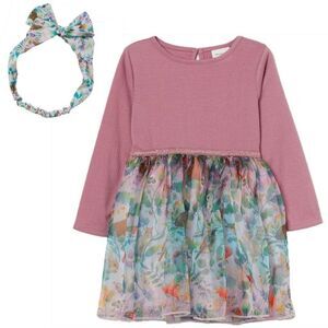 H&M Whooli Chen Colorful Iridescent Bunny Forest Animals Dress & Headband Set 6x